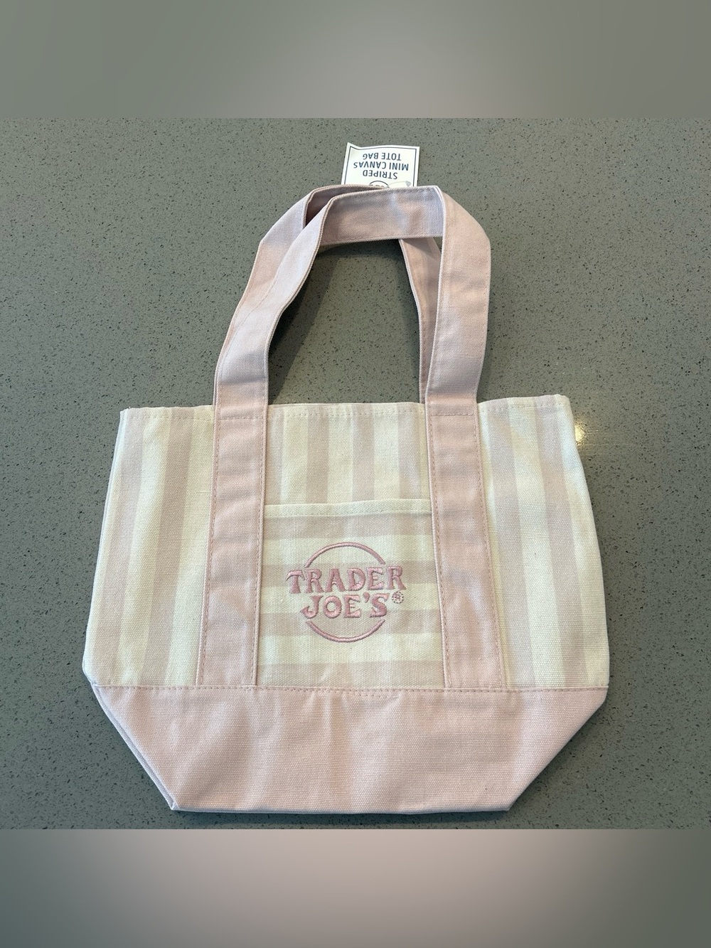 Trader Joe's Pink Stripe Canvas Tote Bag